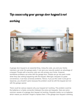 Top causes why your garage door keypad is not working