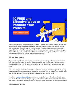 10 FREE and Effective Ways to Promote Your Website