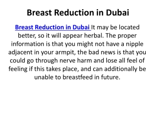 Breast Reduction in Dubai