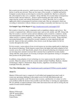 Bot Security Market Is Likely To Register Double Digit CAGR During 2018 to 2028