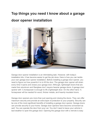 Top things you need t know about a garage door opener installation