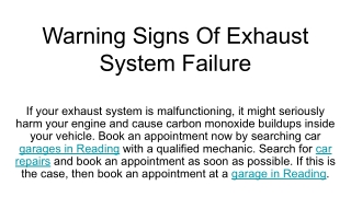 Warning Signs Of Exhaust System Failure