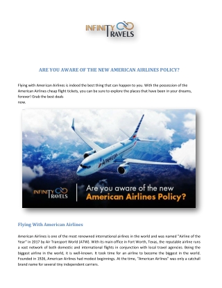 ARE YOU AWARE OF THE NEW AMERICAN AIRLINES POLICY