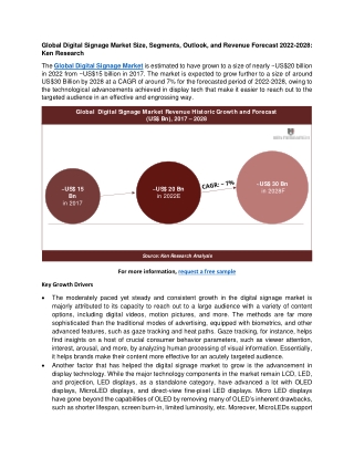 Global Digital Signage Market Size, Segments, Outlook, and Revenue Forecast 2022-2028