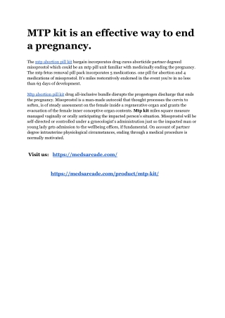 MTP kit is an effective way to end a pregnancy