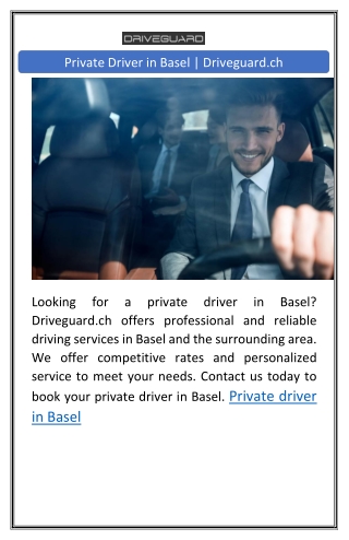 Private Driver in Basel | Driveguard.ch