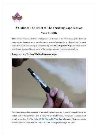 A Guide to The Effect of The Trending Vape Pens on Your Health