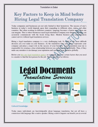 Key Factors To Keep in Mind Before Hiring Legal Translation Company