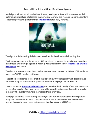 Football Predictor with Artificial intelligence