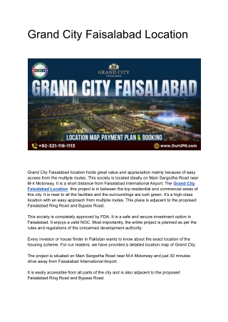 Grand City Faisalabad Location