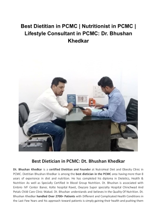 Best Dietitian in PCMC | Nutritionist in PCMC | Lifestyle Consultant in PCMC
