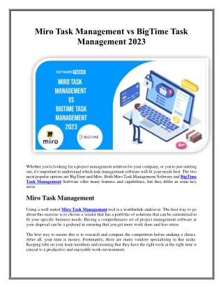 Miro Task Management vs BigTime Task Management 2023