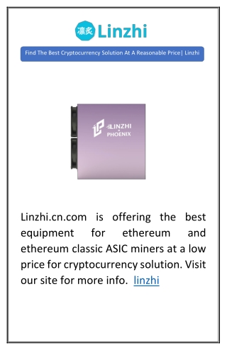 Find The Best Cryptocurrency Solution At A Reasonable Price| Linzhi