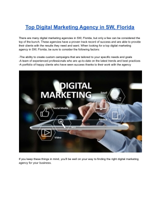 Top Digital Marketing Agency in SW, Florida