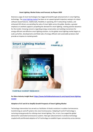 Smart Lighting  Market Demand and Forecast by 2029