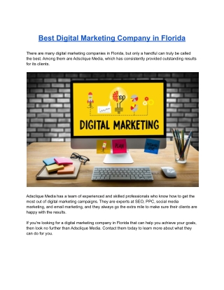 Best Digital Marketing Company in Florida