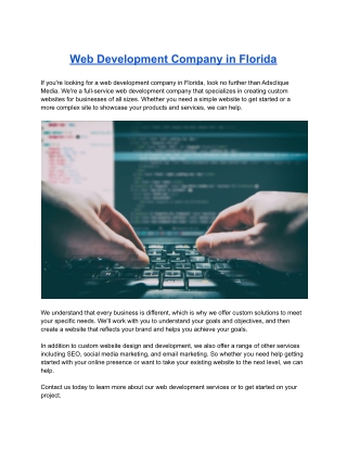 Web Development Company in Florida