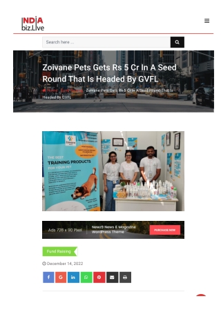 Zoivane Pets Gets Rs 5 Cr In A Seed Round That Is Headed By GVFL 