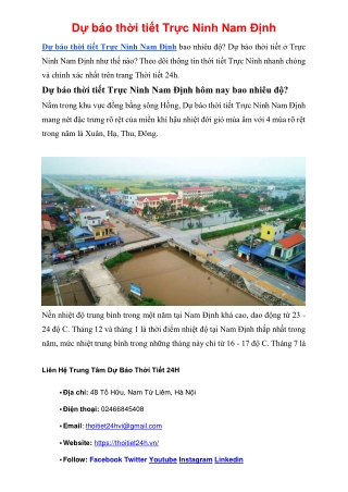 Dự báo thời tiết Trực Ninh Nam Định