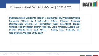 Pharmaceutical Excipients Market Trends and overview 2022-2029
