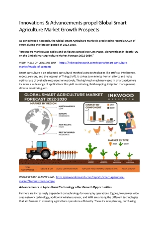 Innovations & Advancements propel Global Smart Agriculture Market Growth Prospec