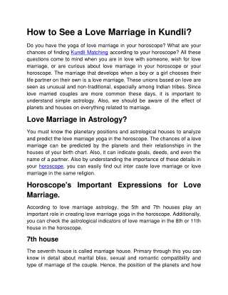 How to See a Love Marriage in Kundli