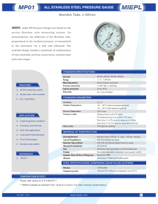 All Stainless Steel Pressure Gauge - Bourdon Tube, ≥ DN100 | India Pressure Gaug