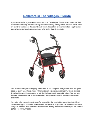 Rollators in The Villages, Florida