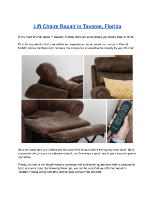 Lift Chairs Repair in Tavares, Florida