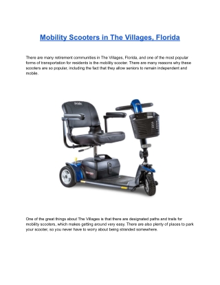 Mobility Scooters in The Villages, Florida