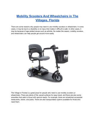 Mobility Scooters And Wheelchairs in The Villages, Florida