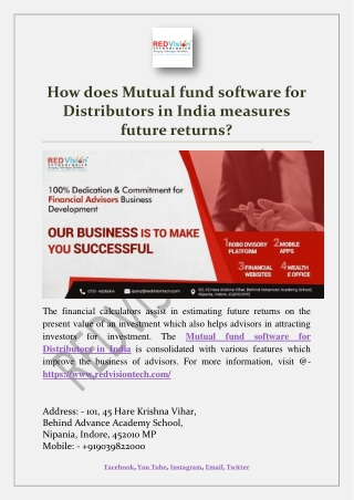 How does Mutual fund software for Distributors in India measures future returns