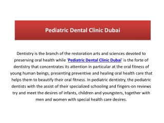 Pediatric Dental Clinic Dubai