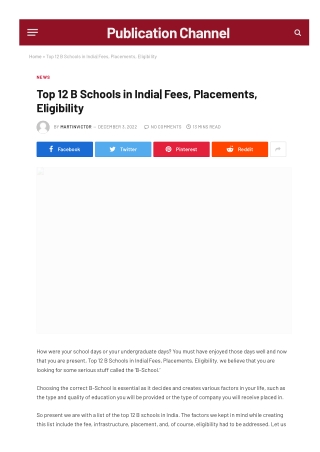 Top 12 B schools in India| Fees, Placements, Eligibility