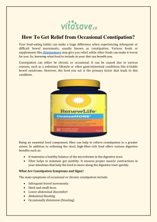 How To Get Relief from Occasional Constipation