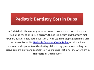 Pediatric Dentistry Cost Dubai