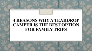 4 Reasons Why a Teardrop Camper Is The Best Option For Family Trips