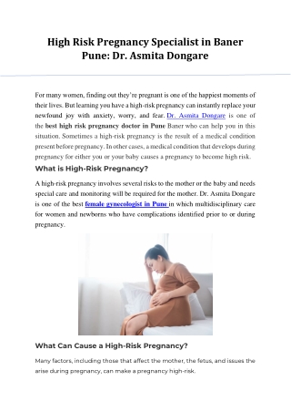 High Risk Pregnancy