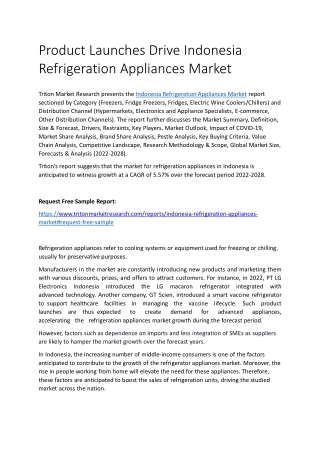 Product Launches Drive Indonesia Refrigeration Appliances Market