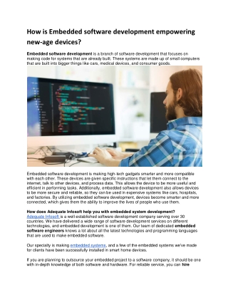 How is Embedded software development empowering new-age devices?