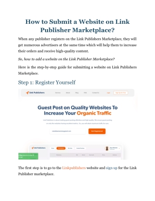 How to Submit a Website on Link Publisher Marketplace?