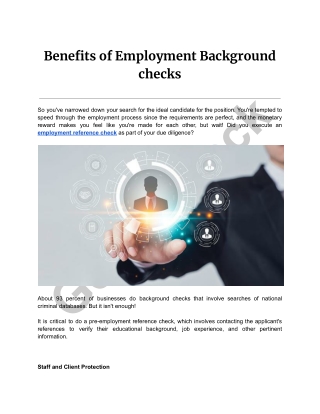 Benefits of Employment Background check