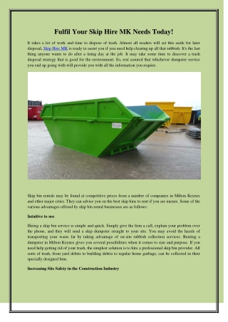 The Skip Hire Milton Keynes