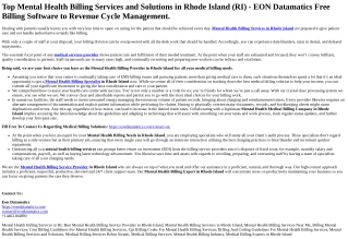 Mental Health Billing Services in Rhode Island