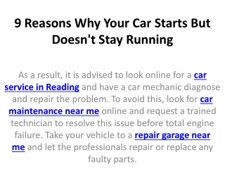 9 Reasons Why Your Car Starts But Doesn't Stay Running