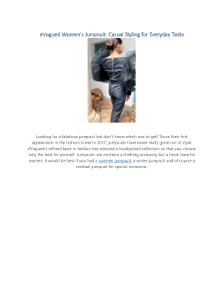 eVogued Women’s Jumpsuit: Casual Styling for Everyday Tasks