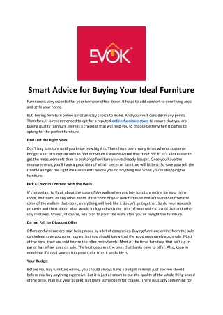 Smart Advice for Buying Your Ideal Furniture