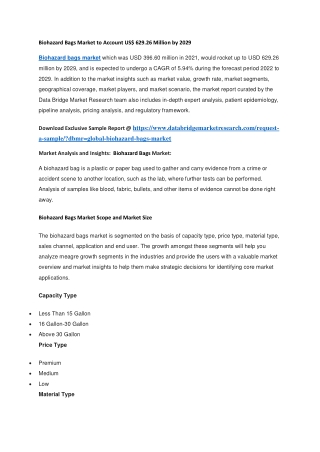 Biohazard Bags Market to Account US 629.26 Million by 2029