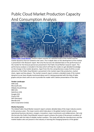 Public Cloud Market Production Capacity And Consumption Analysis