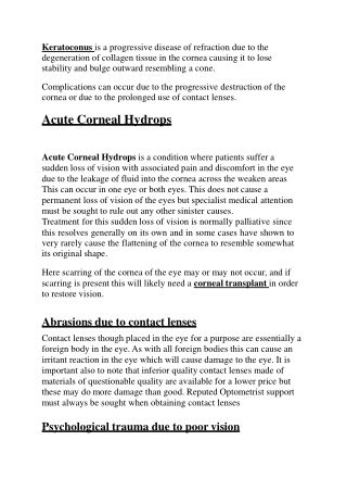 Complications of Keratoconus and Keratoconus Surgery In Mumbai